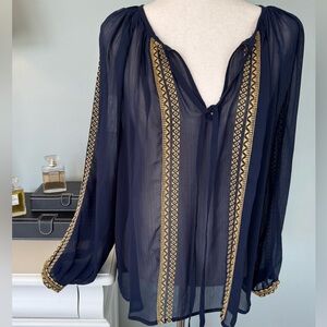 Sugarlips Sheer Navy Blouse Women’s Sz L
